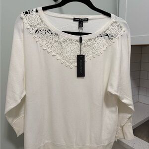 Casual Lace-Trim White Women's Top by Cello & Groupo